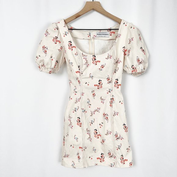 Finders Keepers Frankie Mini Dress Floral Retro Vintage Pin Up Puff Poof Sleeve - Picture 4 of 8